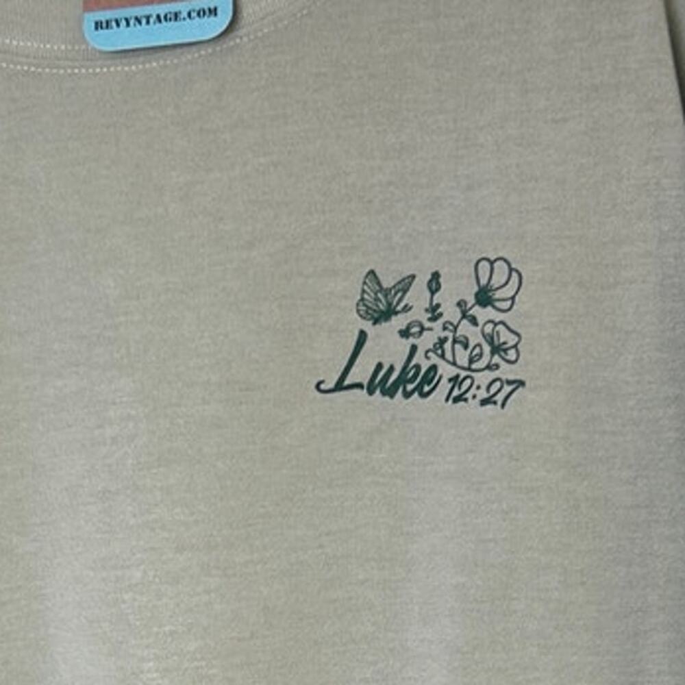 New Hand Printed Mens XL Consider How The Wildflowers Grow Short Sleeve T Shirt - Picture 4 of 6